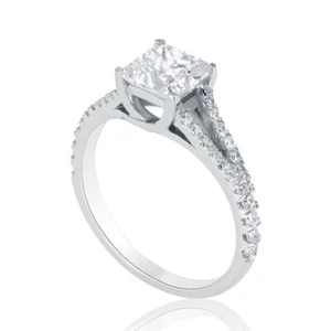 1.10 CT H/SI2 Genuine Princess Cut Diamond Engagement Ring 14K White Gold - Picture 1 of 5