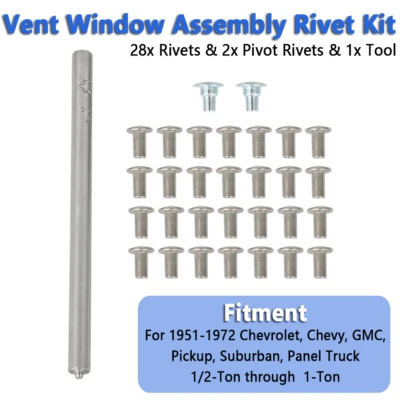 Vent Window Assembly Rivet Kit For Chevrolet, Chevy, GMC, Pickup Truck 1951-1972 Foto 1 de 4