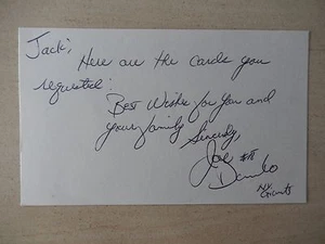 Scheda indice Joe Danelo autografata 3" x 5" - Foto 1 di 3