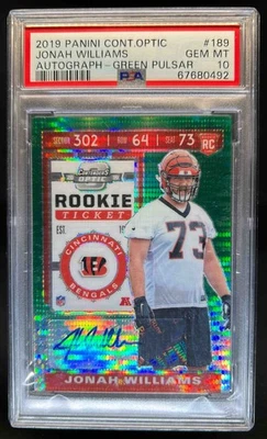 2019 Contenders Optic Jonah Williams Green Pulsar Rookie Ticket Auto #/27 PSA 10 - Image 1 of 2