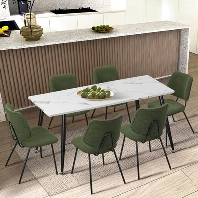 6x Dining Chair Vintage Retro Polyester Padded Green - image 1 of 4