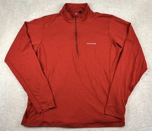 Montbell Jacket Men’s XL Red Super Merino Wool 1/4 Zip Pullover Performance - Picture 1 of 9