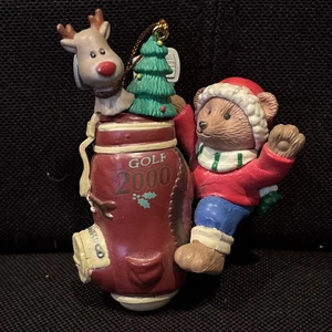 Golf 2000 Mistelzauber Teddybär & Rudolph Ornament - Golftasche - Bild 1 von 3