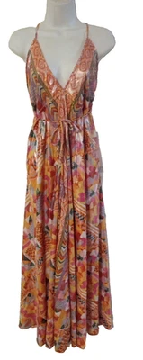 Maxi Vestido Bianca Paris Espalda Abierta Halter Vestido Brillante Multicolor OS Foto 1 de 4