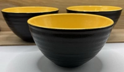 Sakura Port of Call Tides Yellow Cereal 6 Inch Bowl Stoneware Lot Of 3 - Image 1 of 4