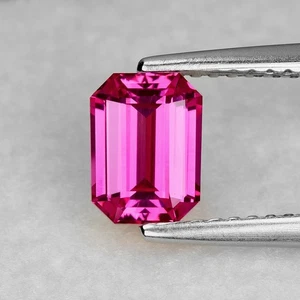 1,23 ct GIT CERTIFEID FAVOLOSO TAGLIO SMERALDO NATURALE RICCO ZAFFIRO ROSA VIVO - Foto 1 di 2