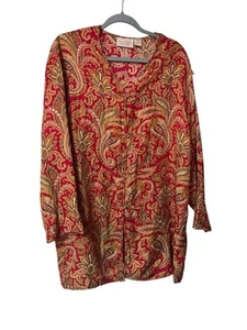 Top para dormir vintage de seda cachemir Victoria's Secret etiqueta dorada rojo dorado talla L - Imagen 1 de 5