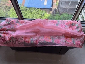 Pink Saree Floral Saree Bollywood Sari Organza Saree Blouse - Picture 1 of 6