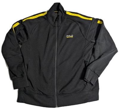 Chaqueta deportiva Polo Sport Performance a rayas negras y amarillas cremallera completa para hombre talla XL Foto 1 de 4