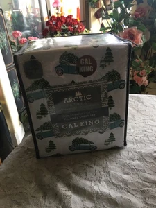 New Arctic Retreat Holiday 4-Pc CAL KING 100% Turkish Cotton Flannel Sheet Set - Picture 1 of 5