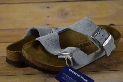 NIB! Womens Birkenstock Arizona BS Baby Blue Double Buckle Suede Sandals sz 38 - Image 1 of 4