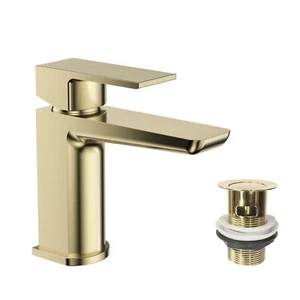 Grifo mezclador de lavabo con cuadrado de residuos moderno grifo mezclador de baño de latón - Imagen 1 de 2