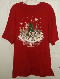 HAPPY HOLIDAYS WALT DISNEY WORLD 2XL ROTES T-SHIRT ERWACHSENE HANES BAUMWOLLE DISNEY PARK - Bild 1 von 7