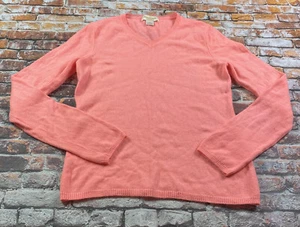 Peck & Peck Sweater Ladies M Peach Cashmere Pullover Long Sleeve V-neck Womens - Picture 1 of 6