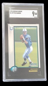 1998 BOWMAN CHROME #1 PEYTON MANNING ROOKIE CARD GRADED SGC 9 MINT