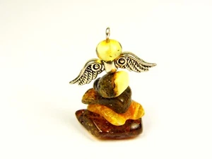 Angel Figurine Souvenir With Baltic Amber Stone Natural Genuine Religious 6376 - Picture 1 of 9