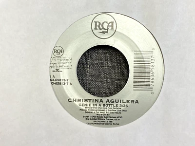 Christina Aguilera Genie In a Bottle / So Emotional 45 RCA 1999 title strip VG+ Foto 1 de 2