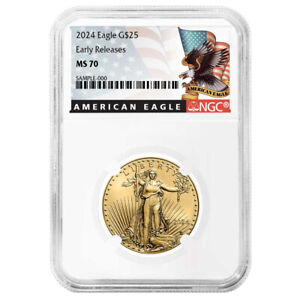 2024 $25 American Gold Eagle 1/2 oz NGC MS70 ER Black Label