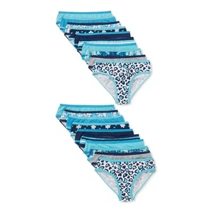 Chili Peppers Girls Bikini Underwear, 19-Pack, Blue Stripe, Size 14 - Picture 1 of 2