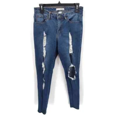 Mind Madison destroyed distressed high rise dark wash skinny jeans in size 12 - Image 1 of 3