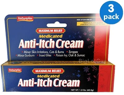 Creme anti-coceira medicado Natureplex Maximum Relief 1,5 oz pomada para coceira 3 peças - Imagem 1 de 2
