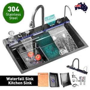 Waterfall Sink Kitchen Sink & Cup Washer & Rainwater Rinser and pullout 360 Tap - Picture 1 of 17