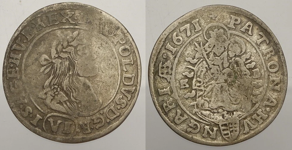 Hungary 6 Krajczar 1671 Leopold Silver (g36) - Image 1 of 1