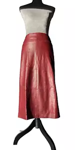 Vintage Lederrock lang, Farbe dunkelrot, Größe 34, 77cm lang, - Bild 1 von 3