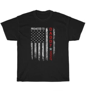 Patriotic Promoted To Daddy Est 2024 First Time Dad US Flag Father's Day T-Shirt - Picture 1 of 4