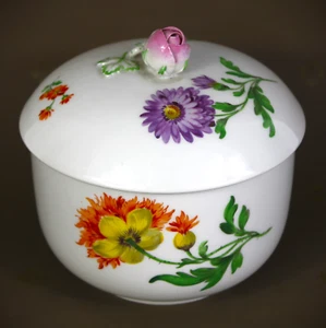 Meissen Porzellan Zuckerdose Zucker Dose Deckeldose Vintage Blumen 1. Wahl - Bild 1 von 5