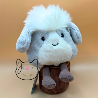 Jellycat AMUSEABEAN SHEEPDOG New BNWT RETIRED Soft Plush Toy Sheep Dog Grey Fur - Image 1 of 4