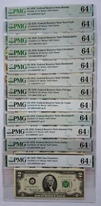 1976 $2 STAR Notes - SET of all (12) Fed. Res. Banks (A thru L) 64 EPQ Choice - Picture 1 of 5