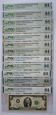 1976 $2 STAR Notes - SET of all (12) Fed. Res. Banks (A thru L) 64 EPQ Choice - Image 1 of 4