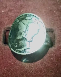 VINTAGE Mercury Dime Coin Ring Sterling Silver 1944. - Picture 1 of 3