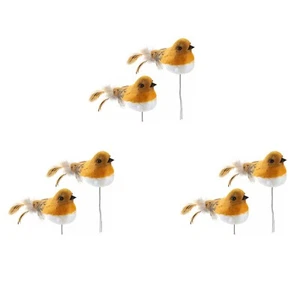 6 Pcs Robins Décoratifs - Oiseau à Plumes Artificiel Décoration Sapin de Noël - Photo 1/8