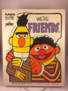 1976 VINTAGE PLAYSKOOL SESAME STREET BERT ERNIE SIAMO AMICI PUZZLE IN LEGNO - Foto 1 di 8