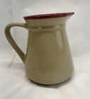 Vintage Tan And Maroon Glazed Ceramic Pitcher Made In USA Pottery