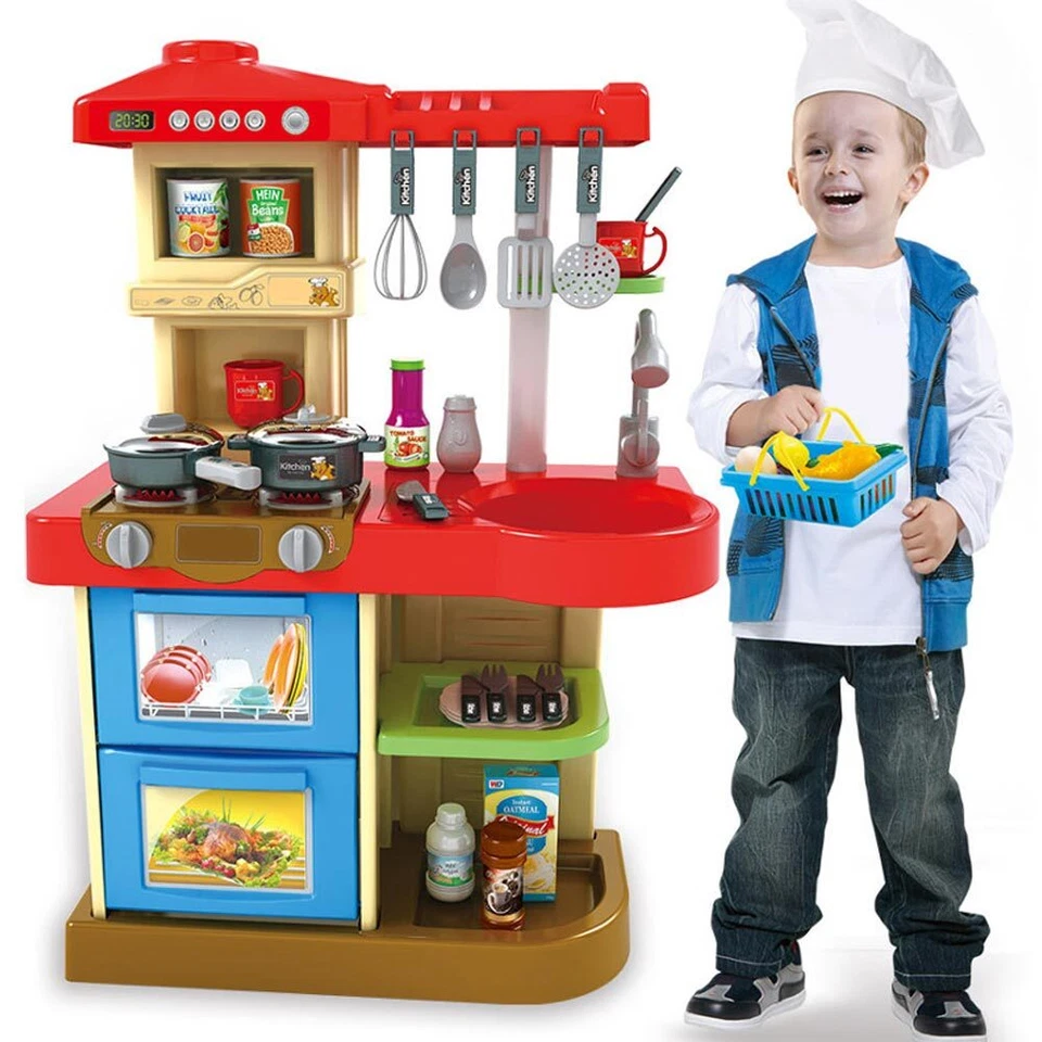 Cucina Giocattolo Bambini Fornello Luci Suoni 30 Accessori Gioco 52x26x72cm - Immagine 1 di 4