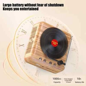 Portable Vinyl Record Player Retro Bluetooth Speaker TF Card/U Disk/AUX Play - Zdjęcie 1 z 12