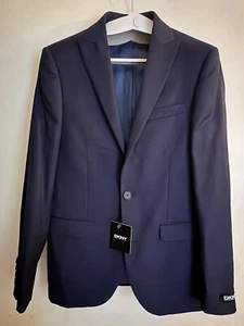 DKNY Mens Navy Blazer NEW Jacket Wool Chest 36 Slim Fit 2 Button Fully Lined - Picture 1 of 5