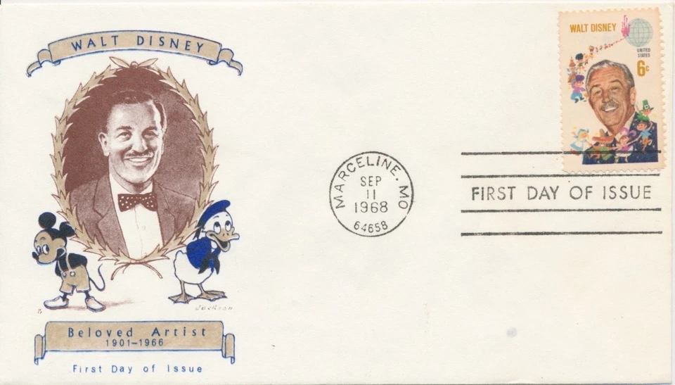 #1355 Walt Disney Jackson cachet First Day cover - Image 1 of 1