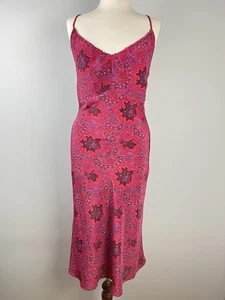 Vintage Y2K EXPRESS World Brand Midi Slip Dress Womens 11/12 Pink Paisley - Picture 1 of 6