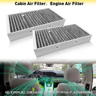 for Mercedes-Benz ML250 ML350 ML400 W166 US 2x Activated Carbon Cabin Air Filter - Image 1 of 4