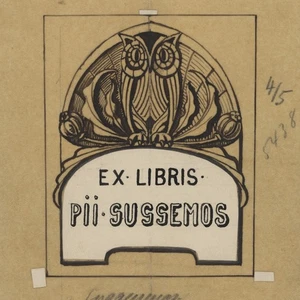 Exlibris Zeichnung Tinte Pii Guggemos Eule Orig Symbolismus unsigniert um 1905 - Picture 1 of 3
