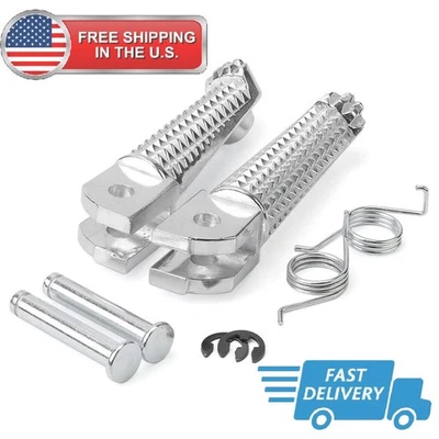Front Foot Pegs Rest Footrest Pedal For Yamaha YZF R1 R3 R6 FZ07/09/10 FZ6/8 FZ1 - Image 1 of 4