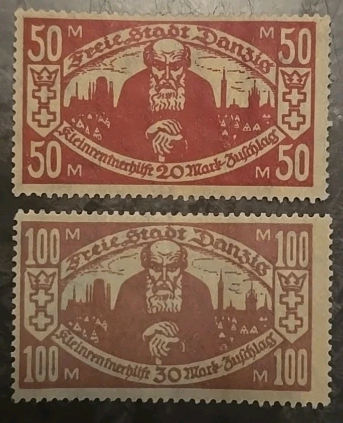 Danzig Scott B4-B5 Surcharge For The Poor 1923 Semi-Postal Set Of 2 MNG - Image 1 of 1