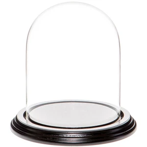 Plymor 4.5" x 6" Glass Display Dome Cloche (Black Wood Veneer Base) - Picture 1 of 1