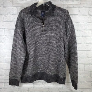 Vintage GAP Wool Blend Sweater Mens XXL Black Gray 1/4 Zip Y2K Hong Kong - Picture 1 of 5
