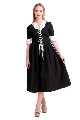 Women's Colonial Pioneer Prairie 100% Cotton Civil War Dress with Pockets-C1862 - Image 1 of 4