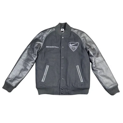 Vintage Nike Destroyer Leather Basketball Varsity Jacket  Black Size Large Vtg - Image 1 of 4